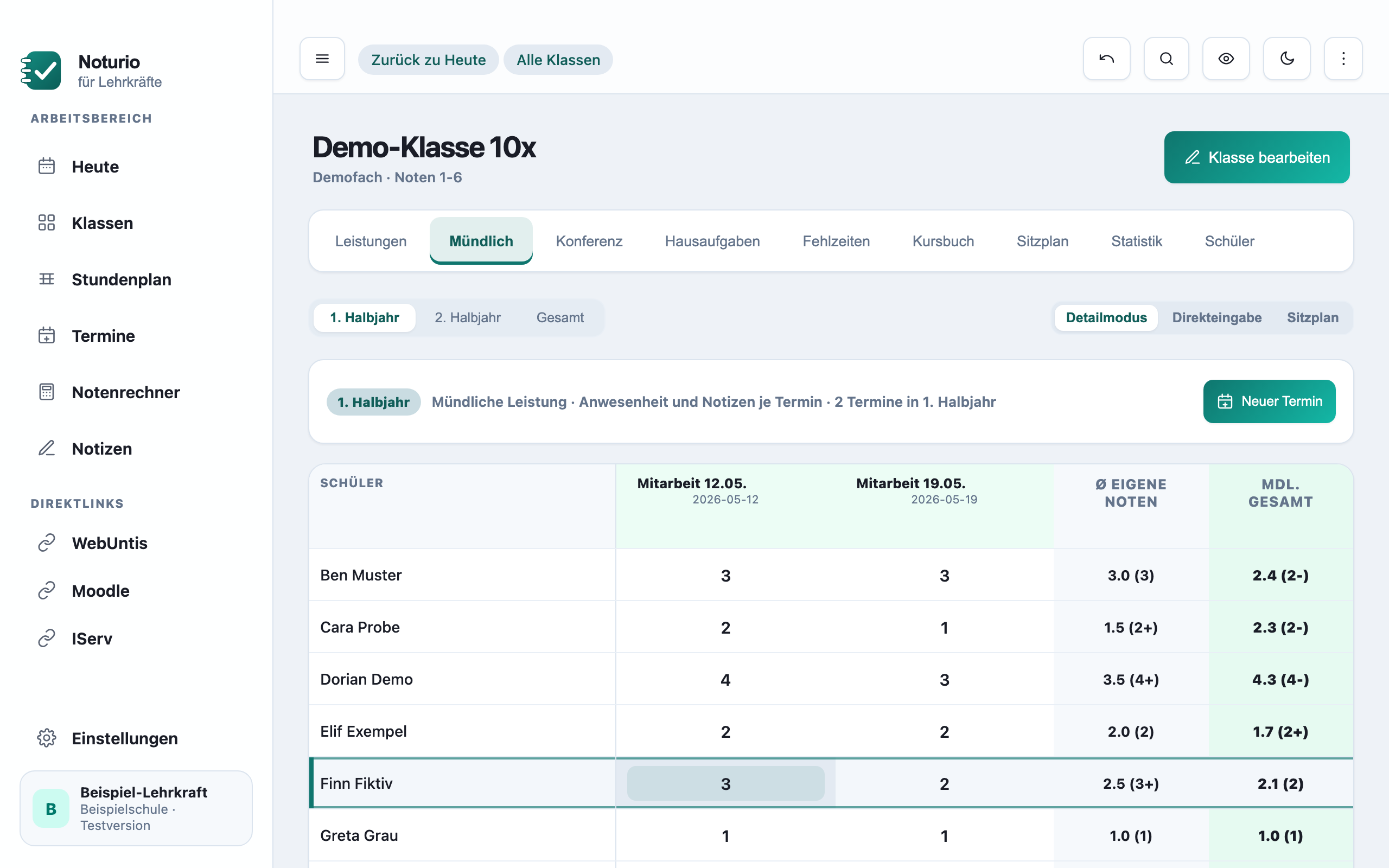 Muendliche Leistung erfassen